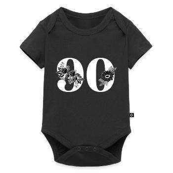 Numéro 90 floral noir - 90e anniversaire floral - Body à manches courtes Premium Bébé - noir - Devant