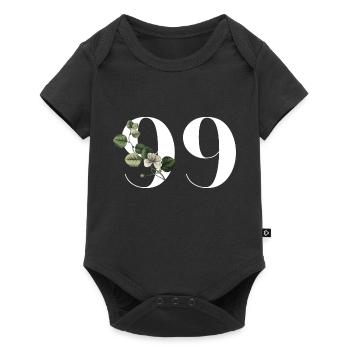 Nummer 99 Blumengrün - 99. Blumengeburtstag - Baby Premium Kurzarmbody - Schwarz - Vorne