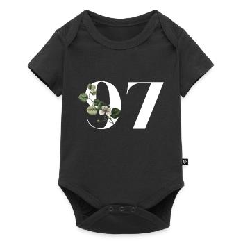 Number 97 Floral Green - 97th Birthday Floral - Baby Premium short-sleeve bodysuit - black - Front
