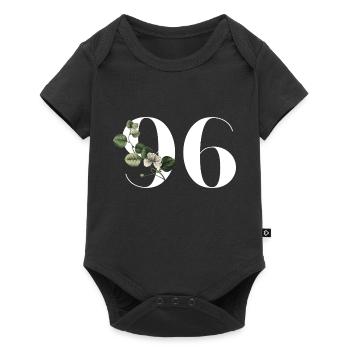 Numéro 96 floral vert - 96e anniversaire floral - Body à manches courtes Premium Bébé - noir - Devant