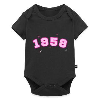 1958 rose étoile - Body à manches courtes Premium Bébé - noir - Devant