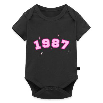 1987 rose étoile - Body à manches courtes Premium Bébé - noir - Devant