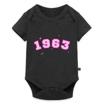 1963 rose étoile - Body à manches courtes Premium Bébé - noir - Devant