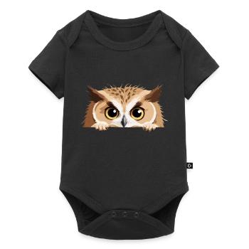 hibou jeter un coup d’œil mignon adorable drôle animal dessin animé - Body à manches courtes Premium Bébé - noir - Devant