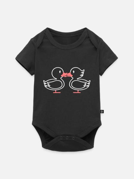 Enten Kuss Linie - Baby Premium Kurzarmbody - Schwarz