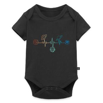 Battement de coeur rétro planètes - Body à manches courtes Premium Bébé - noir - Devant