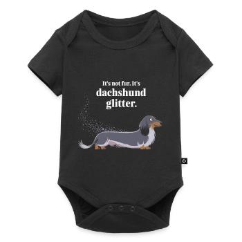 Teckel paillettes drôle chien design - Body à manches courtes Premium Bébé - noir - Devant