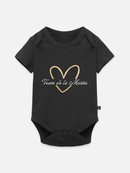 Brautteam Goldenes Herz Glitzer - Baby Premium Kurzarmbody - Schwarz