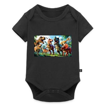 Dinoland - das coole Design für Dinoliebhaber - Baby Premium Kurzarmbody - Schwarz - Vorne