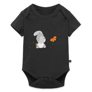 Le lapin et le papillon - Body à manches courtes Premium Bébé - noir - Devant