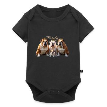 Famille de bouledogue anglais ancien avec couronne - Body à manches courtes Premium Bébé - noir - Devant