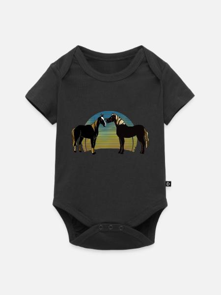 Pferde - Baby Premium Kurzarmbody - Schwarz