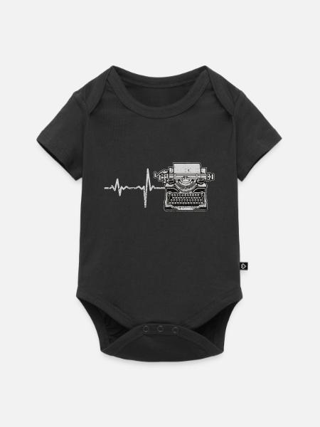 Geschenk Heartbeat Schreibmaschine - Baby Premium Kurzarmbody - Schwarz