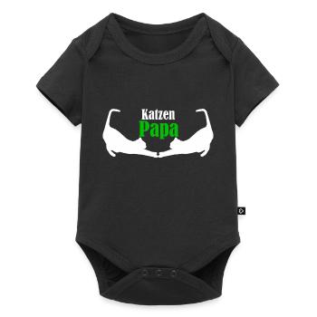 Katzen Papa - Baby Premium Kurzarmbody - Schwarz - Vorne