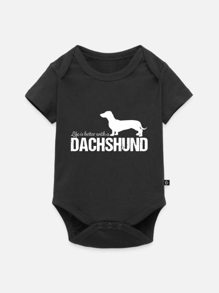 Dackel Dachshund Geschenkidee - Baby Premium Kurzarmbody - Schwarz