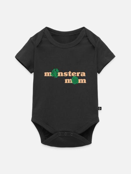 Monstera Mama - Baby Premium Kurzarmbody - Schwarz