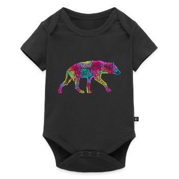 Bunte Hyäne - Baby Premium Kurzarmbody - Schwarz - Vorne