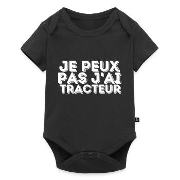 Je peux pas j'ai tracteur - texte - Body à manches courtes Premium Bébé - noir - Devant