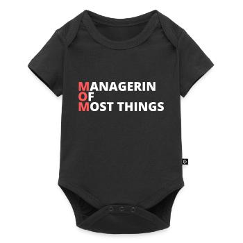 Mom - MANAGERIN OF MOST THINGS - Baby Premium Kurzarmbody - Schwarz - Vorne