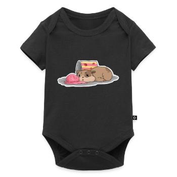 Crème glacée hamster à la fraise - Body à manches courtes Premium Bébé - noir - Devant