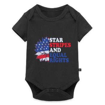 Rayures étoilées et égalité - Body à manches courtes Premium Bébé - noir - Devant