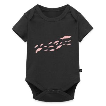 poisson sardine rose gold pailletée - Body à manches courtes Premium Bébé - noir - Devant