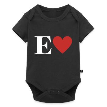 Buchstabe e rotes Herz - Baby Premium Kurzarmbody - Schwarz - Vorne