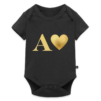 Brief mit goldenem Herz - Baby Premium Kurzarmbody - Schwarz - Vorne