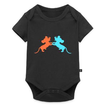 2 souris danse mains tenant couple équipe amis amour - Body à manches courtes Premium Bébé - noir - Devant