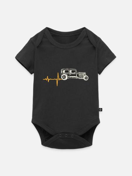 Geschenk Heartbeat Oldtimer - Baby Premium Kurzarmbody - Schwarz