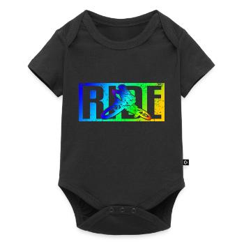 MTB Spruch RIDE Mountainbike Downhill - Baby Premium Kurzarmbody - Schwarz - Vorne