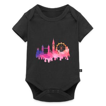 Londres Angleterre UK City Skyline Splash Coloré - Body à manches courtes Premium Bébé - noir - Devant