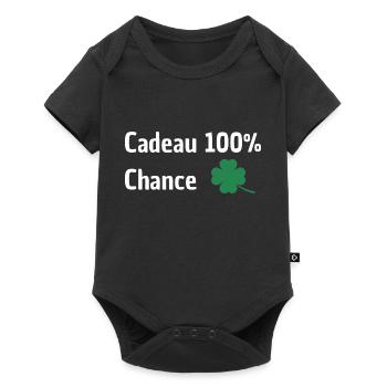 Idée cadeau porte bonheur chance 100% chance - Body à manches courtes Premium Bébé - noir - Devant