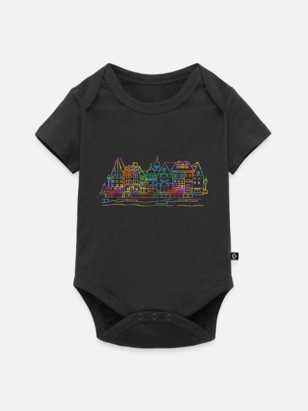 Bunte Häuser - Baby Premium Kurzarmbody - Schwarz