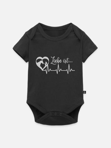 Liebe ist...Heartbeat - Baby Premium Kurzarmbody - Schwarz