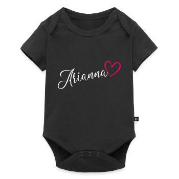 Arianna Name Vorname Herz Pink - Baby Premium Kurzarmbody - Schwarz - Vorne