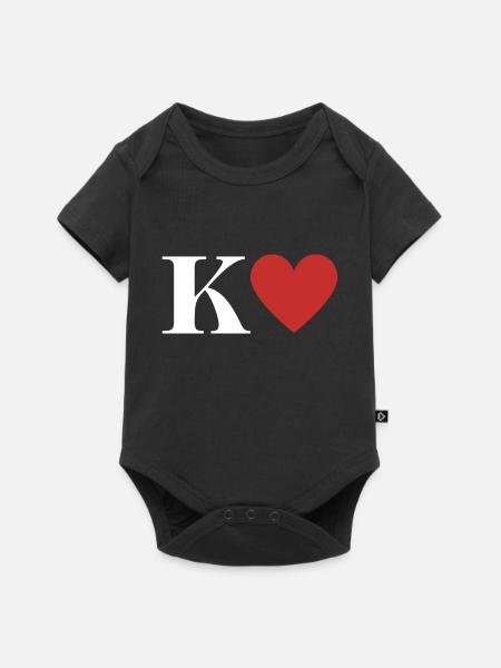 Buchstabe k Rotes Herz - Baby Premium Kurzarmbody - Schwarz