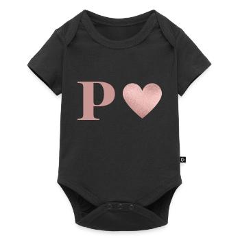 Letter p heart rose gold - Baby Premium short-sleeve bodysuit - black - Front