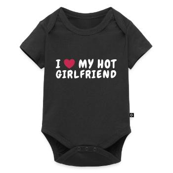 J’aime ma petite amie chaude Coeur Design - Body à manches courtes Premium Bébé - noir - Devant