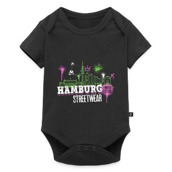 Hamburg Skyline City Germany Graffiti - Baby Premium short-sleeve bodysuit - black - Front
