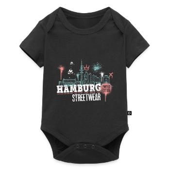Hamburg Skyline City Germany Graffiti - Baby Premium short-sleeve bodysuit - black - Front