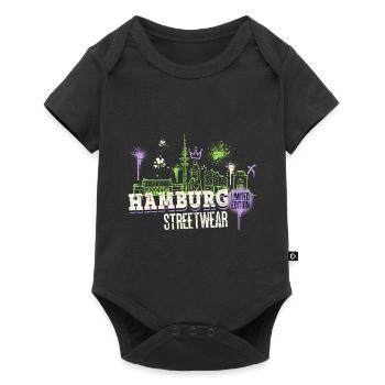 Hamburg Skyline City Germany Graffiti - Baby Premium short-sleeve bodysuit - black - Front