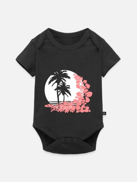 palm sunset - Baby Premium Kurzarmbody - Schwarz