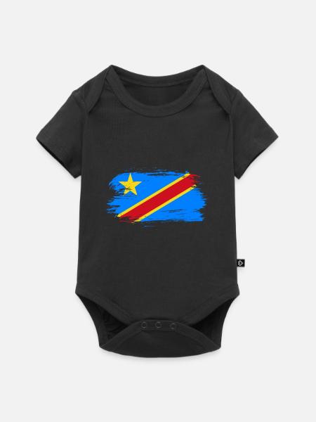 Kongo Flagge - Baby Premium Kurzarmbody - Schwarz