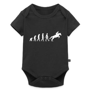 Pferd Reiter Springreiter Reiten Evolution - Baby Premium Kurzarmbody - Schwarz - Vorne
