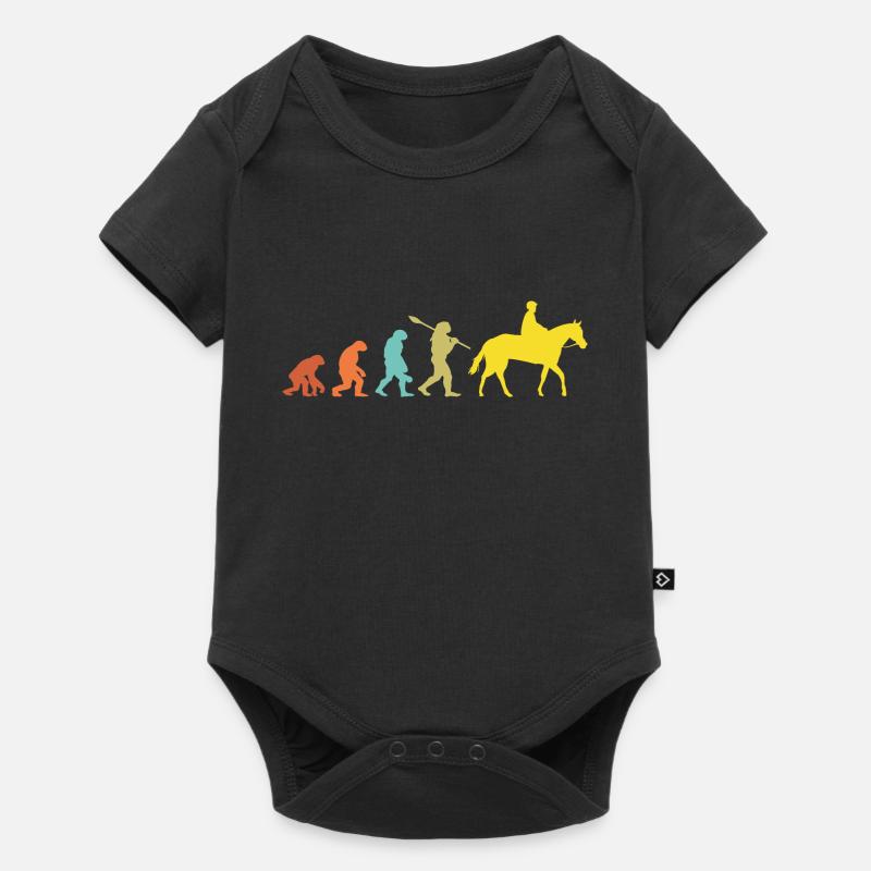 Vintage Evolution Pferd Reiter Geschenk - Baby Premium Kurzarmbody - Schwarz