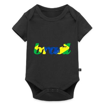 Lettrage du Brésil avec le drapeau du Brésil - Body à manches courtes Premium Bébé - noir - Devant