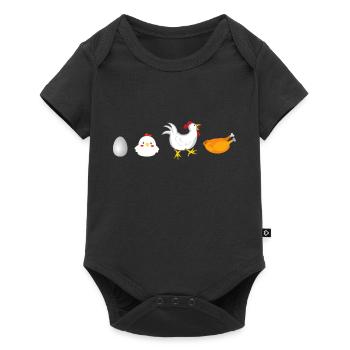 evolution Egg Hühnerhahn Henne original - Baby Premium Kurzarmbody - Schwarz - Vorne