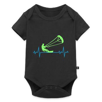 Kitesurfing Kiteboarding Kitesurf Heartbeat Pulse - Baby Premium short-sleeve bodysuit - black - Front
