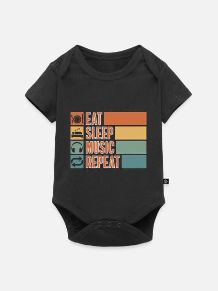 Dj Kopfhörer Lieder - Baby Premium Kurzarmbody - Schwarz